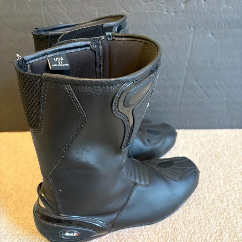 Bilt Armored Motorcycle Boots Men's Size 11 Black Leather Side zip - Picture 3 of 12